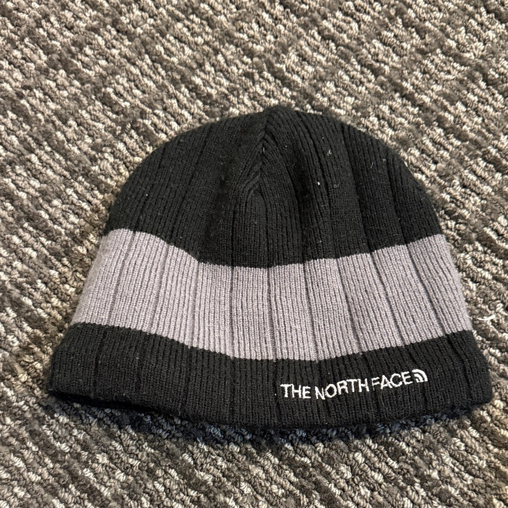 The North Face Black and Gray Knit Beanie